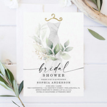 Watercolor Greenery Gold Bridal Shower Invitation by CreativeUnionDesign at Zazzle