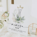 Watercolor Greenery Gold Bridal Shower Mimosa Sign<br><div class="desc">This elegant design features a soft watercolor bouquet of eucalyptus,  greenery and gold embellishments wrapping around a painted dress. Display at your bridal shower mimosa bar. See the entire collection for more matching items!</div>