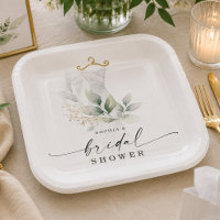 Watercolor Greenery Gold Bridal Shower