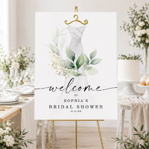 Watercolor Greenery Gold Bridal Shower Welcome Foam Board