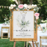 Watercolor Greenery Gold Bridal Shower Welcome Poster<br><div class="desc">This elegant design features a soft watercolor bouquet of eucalyptus,  greenery and gold embellishments wrapping around a painted dress. Click the Personalize and "Click to customize further" button to edit the script wording's color. See the entire collection for more matching items!</div>