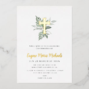 watercolor greenery gold foil confirmation foil invitation