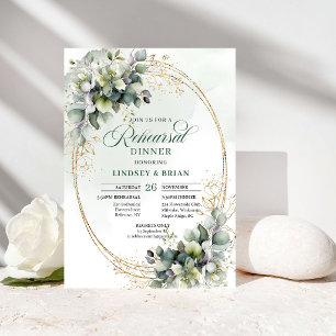 Watercolor Greenery Gold Rehearsal Dinner Invite