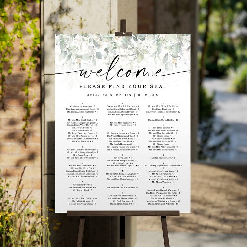 Watercolor Greenery Gold Wedding Seating Chart Foa Foam Board