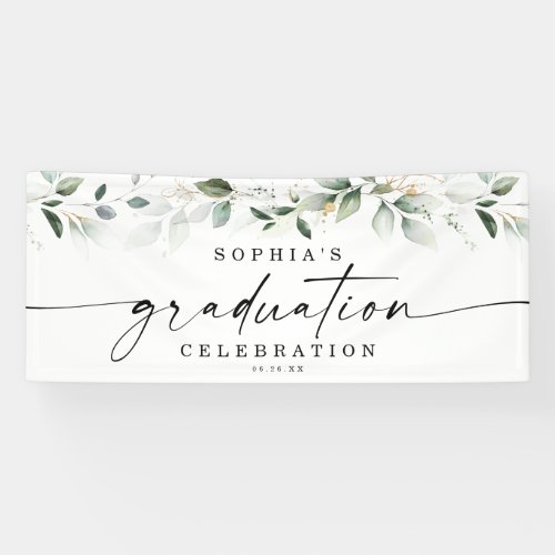 Watercolor Greenery Graduation Party Welcome Banner