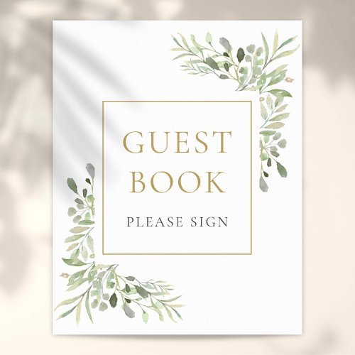 Watercolor Greenery Guest Book Sign