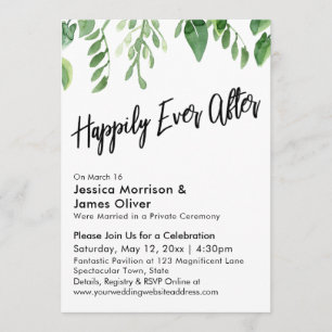Watercolor Greenery Handwriting Happily Ever After Invitation