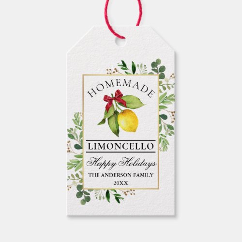  Watercolor Greenery Homemade Limoncello Holiday  Gift Tags