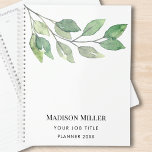 Watercolor Greenery Job Title Planner<br><div class="desc">This botanical planner features watercolor greenery and stylish typography. It is easily customizable for your name and job title. Original Watercolor © Michele Davies.</div>