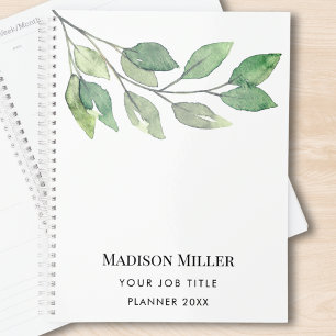 Watercolor Greenery Job Title Planner