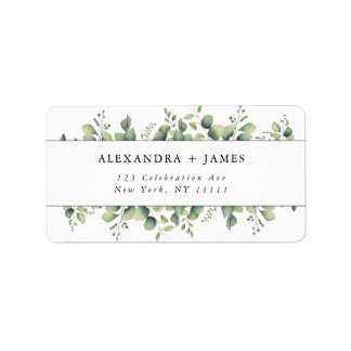 Watercolor Greenery Large Return Address Label