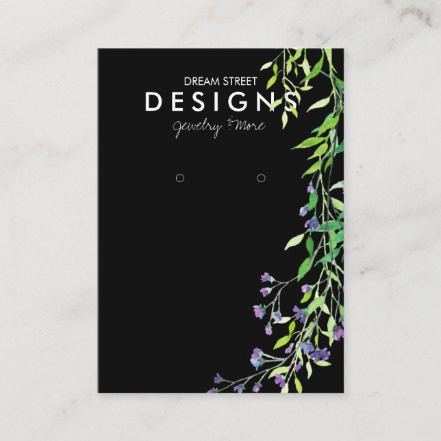 Watercolor Greenery Lavender Earring Display Card (Front)