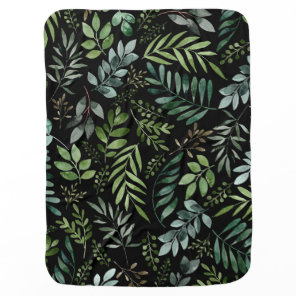 Watercolor greenery leaves    baby blanket