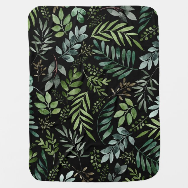 Watercolor greenery leaves    baby blanket (Front)