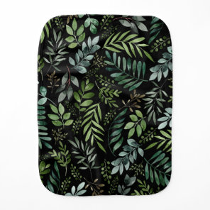 Watercolor greenery leaves baby burp cloth