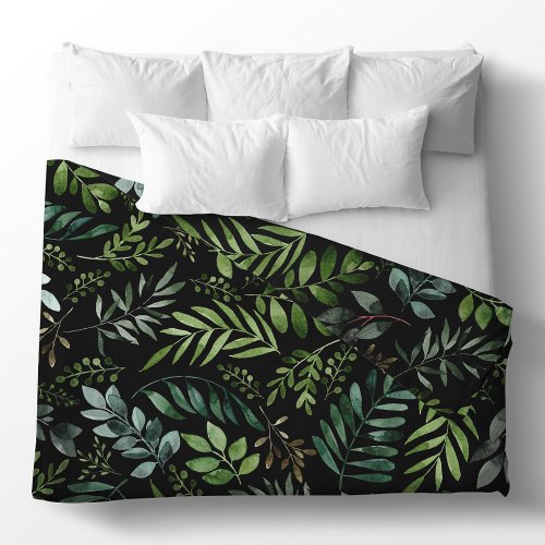 Watercolor Greenery Leaves Duvet Cover