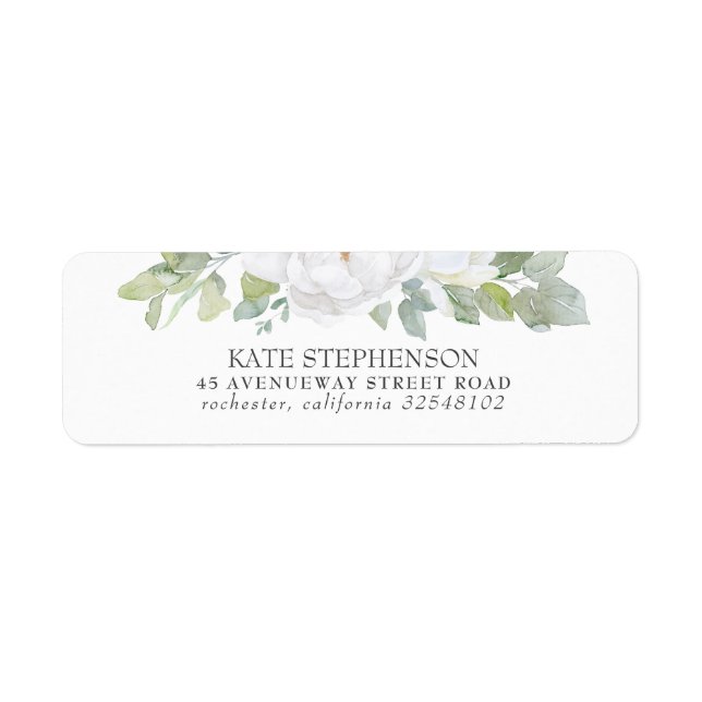 Watercolor Greenery Leaves Elegant Garden Label (Front)