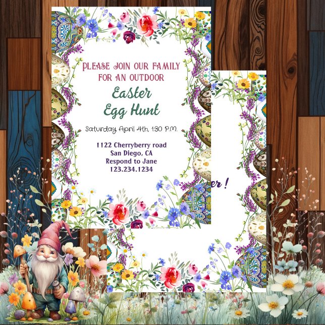Watercolor Greenery Leaves Floral Easter Egg Hunt  Invitation (Watercolor Greenery Leaves Floral Easter Egg Hunt Invitation)