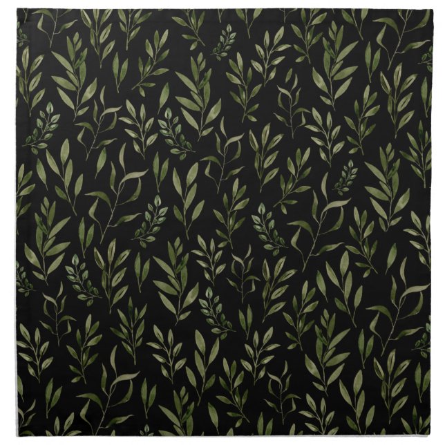 Watercolor Greenery Leaves Pattern  Cloth Napkin (Front)