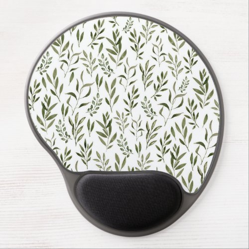 Watercolor Greenery Leaves Pattern  Gel Mouse Pad