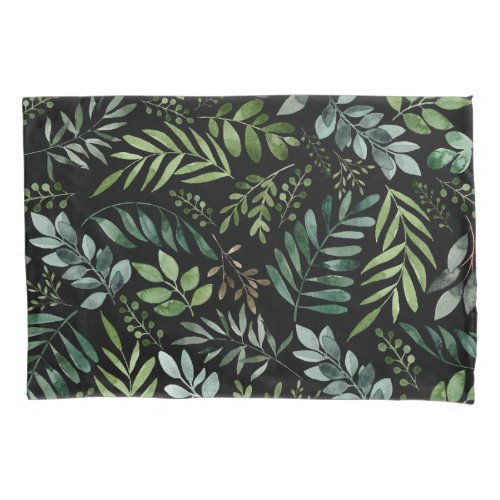 Watercolor greenery leaves   pillow case