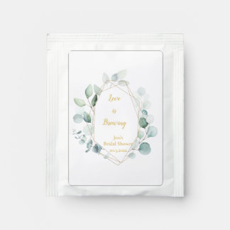 Watercolor Greenery Love is Brewing Bridal Shower  Tea Bag Drink Mix
