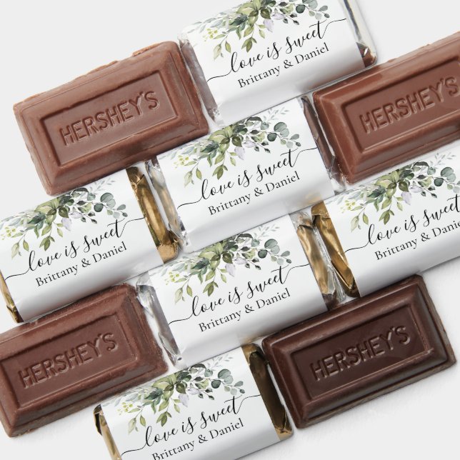 Watercolor Greenery Love Is Sweet Wedding Hershey's Miniatures (Assorted)