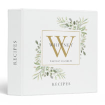 Watercolor Greenery Monogram Name Recipe 3 Ring Binder Watercolor Greenery Monogram Name Recipe 3 Ring Binder