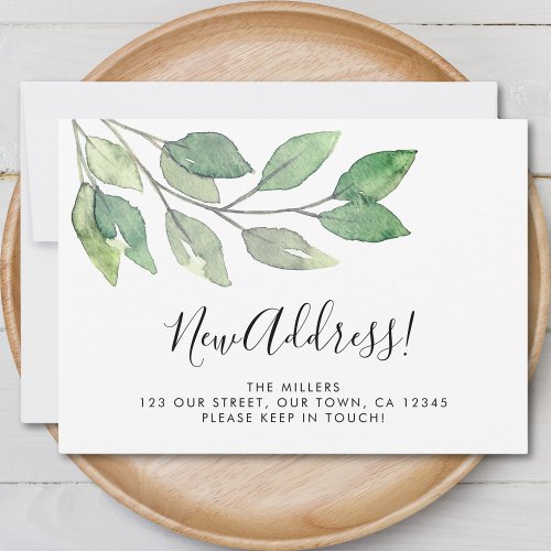Watercolor Greenery Moving Announcement