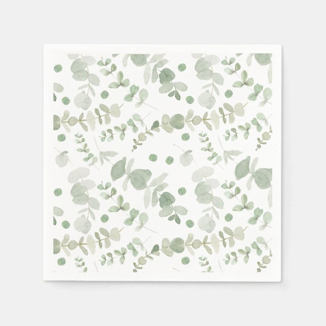 Watercolor Greenery  Napkins (Front)