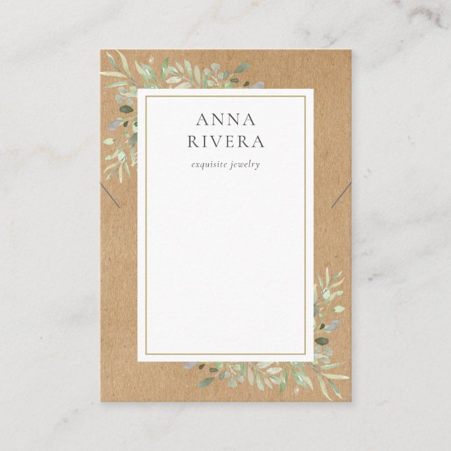 Watercolor Greenery Necklace Jewelry Display Card (Front)