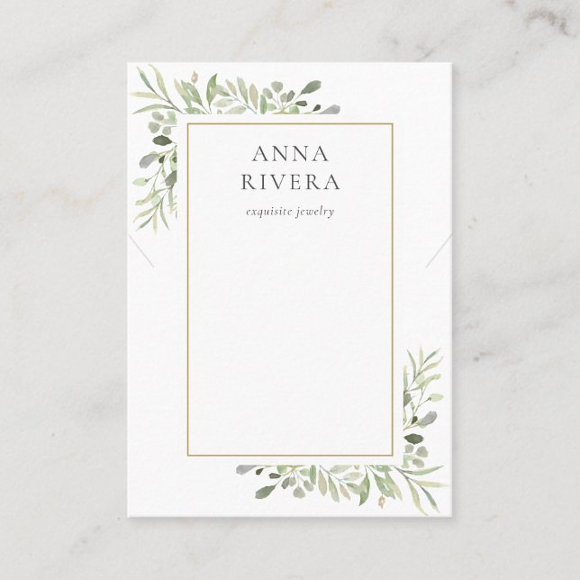 Watercolor Greenery Necklace Jewelry Display Card (Front)