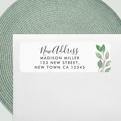 Watercolor Greenery New Address Return Address Label