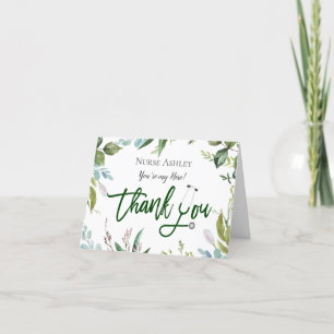 Watercolor Greenery Nurses Doctors Personalized Letterpress Thank You Card