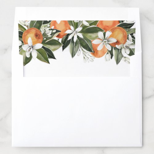 Watercolor Greenery Orange Blossom Modern Wedding Envelope Liner