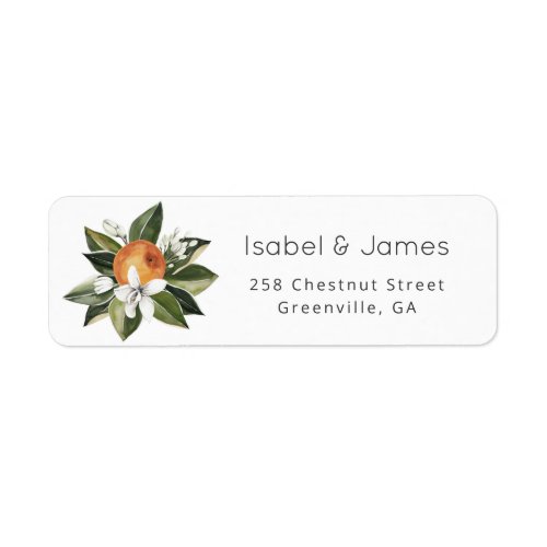 Watercolor Greenery Orange Blossom Return Address Label