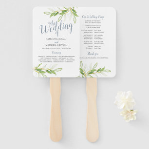 Watercolor Greenery Paper Wedding Fan