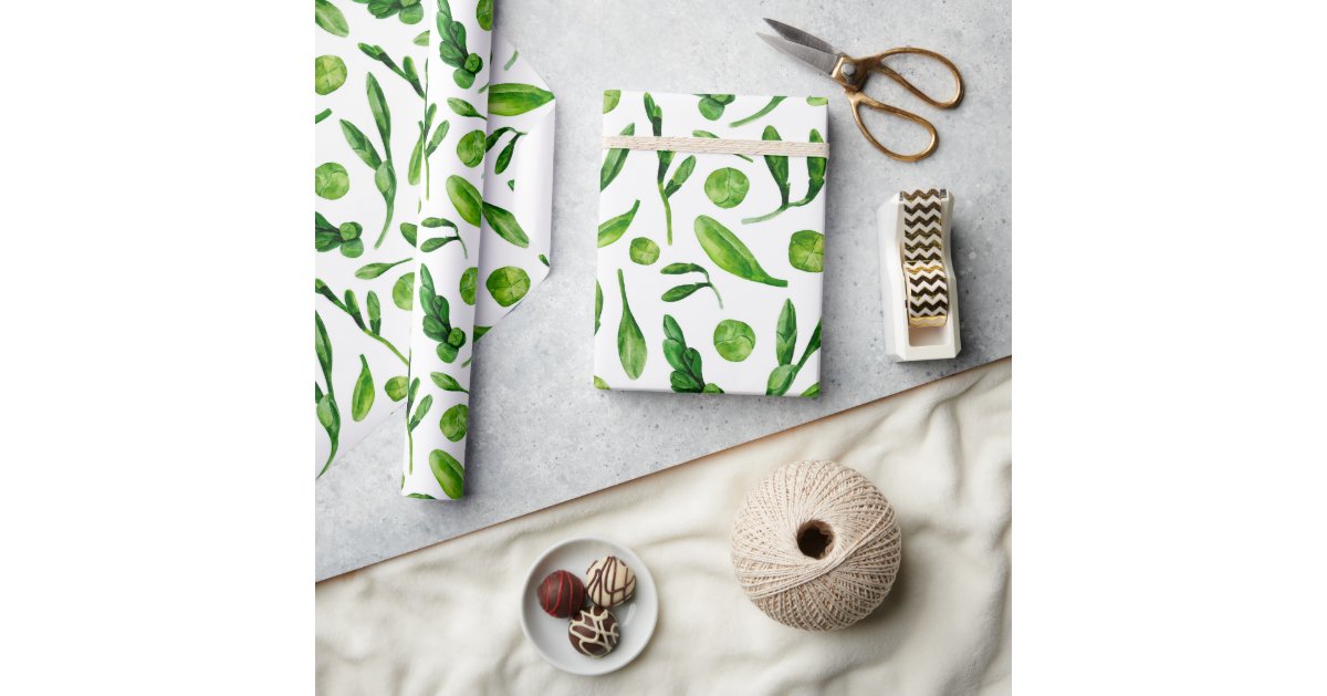 Watercolor greenery pattern. Botanical floral Wrapping Paper | Zazzle