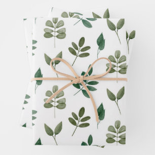 Watercolor greenery pattern. Botanical woodland Wrapping Paper Sheets