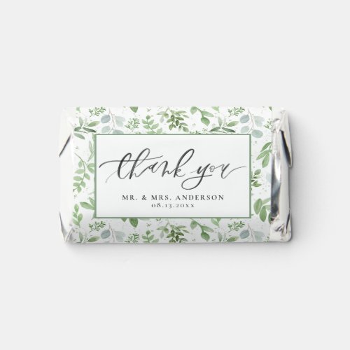 Watercolor Greenery Pattern Wedding Thank You Hersheys Miniatures