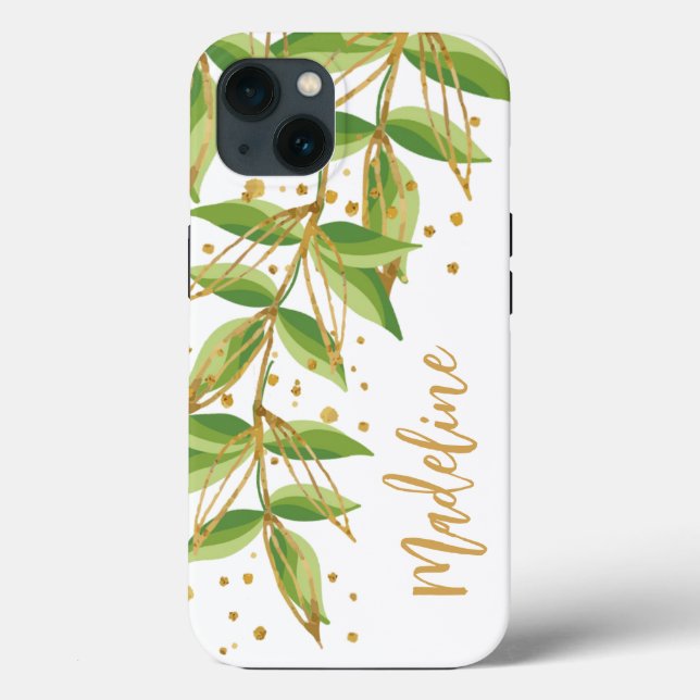Watercolor Greenery Personalized Case-Mate iPhone Case (Back)