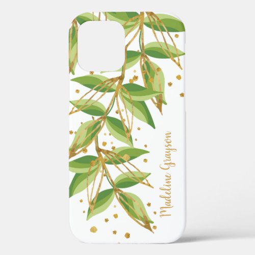 Watercolor Greenery Personalized iPhone 12 Case