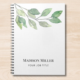 Watercolor Greenery Personalized Job Title Notebook