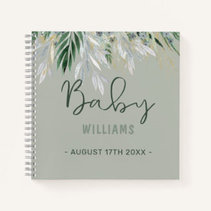 Watercolor Greenery Personalized Memory Baby Book