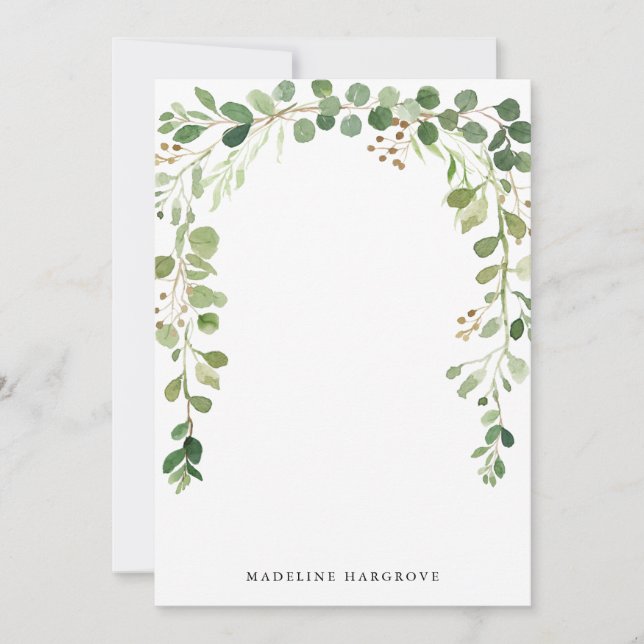 Watercolor Greenery | Personalized Stationery (Front)
