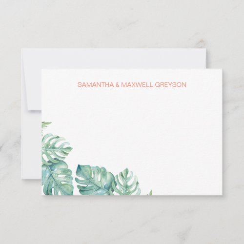 Watercolor Greenery Personalized Stationery Note Card