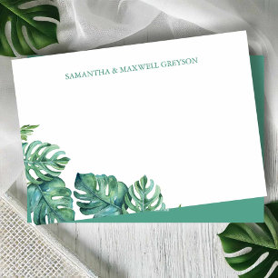 Watercolor Greenery Personalized Stationery Note Card