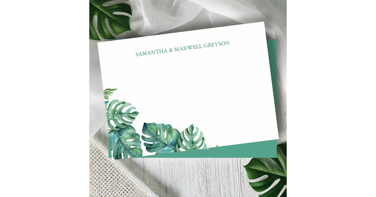 Watercolor Greenery Personalized Stationery Note Card | Zazzle
