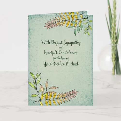 Watercolor Greenery Personalized Sympathy Card