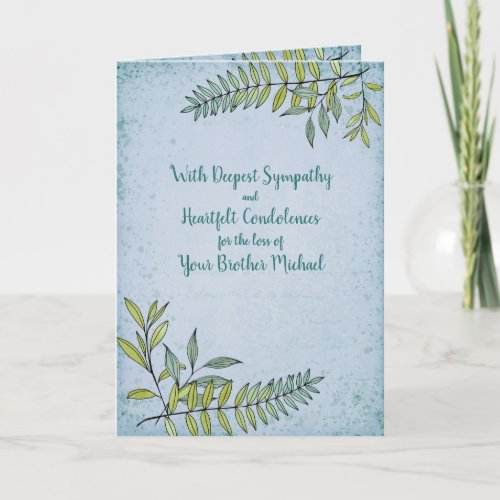 Watercolor Greenery Personalized Sympathy Card